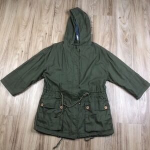 WILLOW and CLAY Women's Size M Green Utility Lightweight Full Zip Hooded Jacket